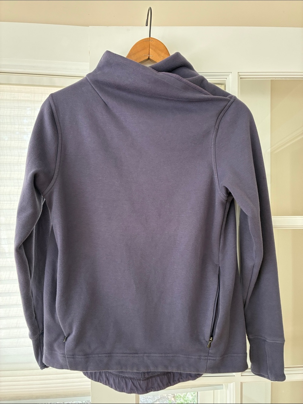 Athleta Zip Pocket Pullover in Dusty Grayish-Lavender